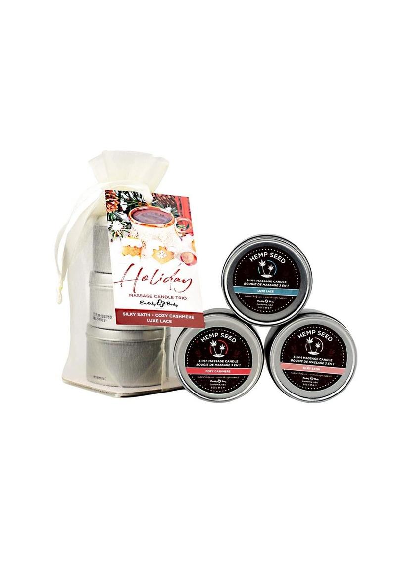 Earthly Body 2oz Holiday Massage Candle Trio