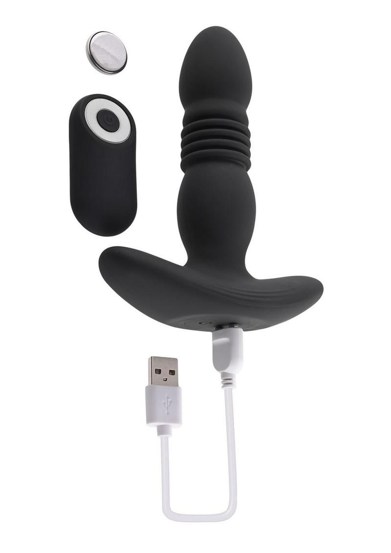 Playboy - Trust the Thrust - Rechargeable Silicone Thrusting Anal Plug Playboy - Trust the Thrust - Rechargeable Silicone Thrusting Anal Plug