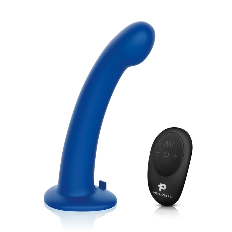 Pegasus Remote Control Silicone Vibrating Dildo & Harness Set - Blue
