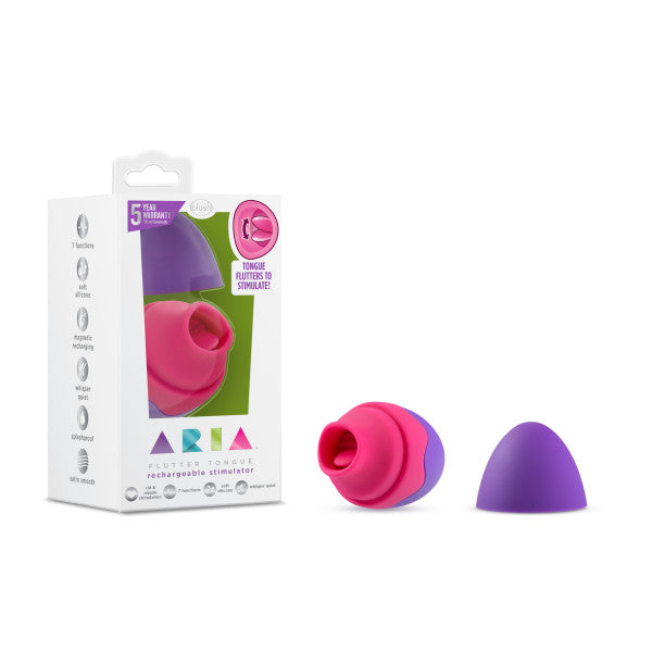 Aria Flutter Tongue Rechargeable Silicone Licking Vibrator - Purple