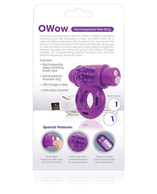 Charged OWow Rechargeable Rumbly 10-Function Vibrating Ring Charged OWow Rechargeable Rumbly 10-Function Vibrating Ring