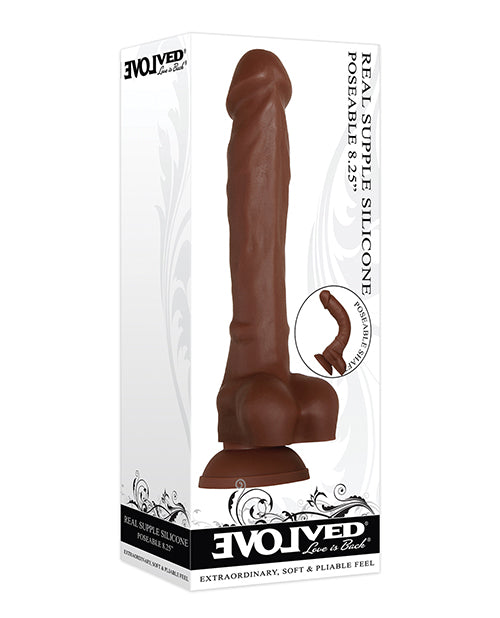 Real Supple Posable-Spine Silicone 8.25" Dildo with Suction Cup