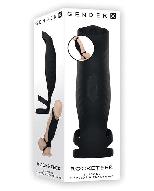 Gender X Rocketeer Rechargeable Silicone Penis Sleeve - Black
