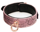 Collar and Leash in Microfiber & Leather - Pink Snakeskin Print & Rose Gold