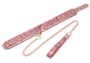 Collar and Leash in Microfiber & Leather - Pink Snakeskin Print & Rose Gold