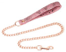Collar and Leash in Microfiber & Leather - Pink Snakeskin Print & Rose Gold