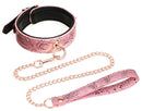 Collar and Leash in Microfiber & Leather - Pink Snakeskin Print & Rose Gold