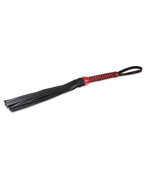 Sultra 16" Leather Flogger Classic Weave Grip - Black w/Red Woven Handle