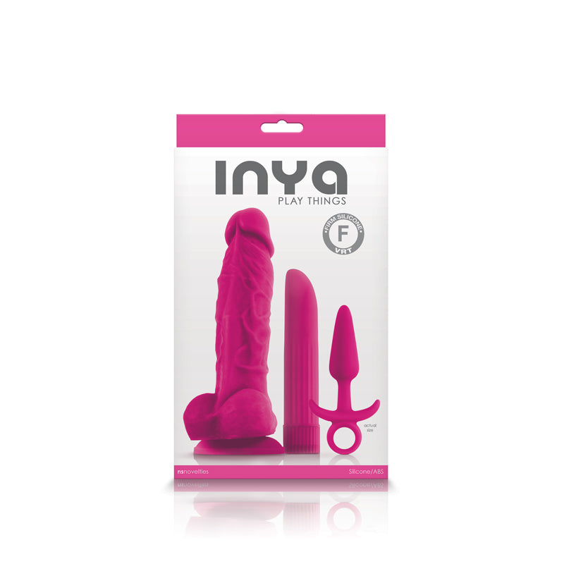 INYA PlayThings Set of Silicone Plug, Dildo, & Vibrator
