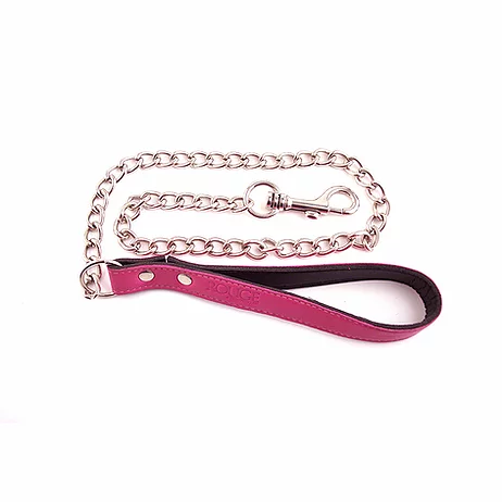 Rouge Leather Lead and Chain
