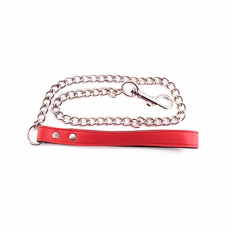 Rouge Leather Lead and Chain