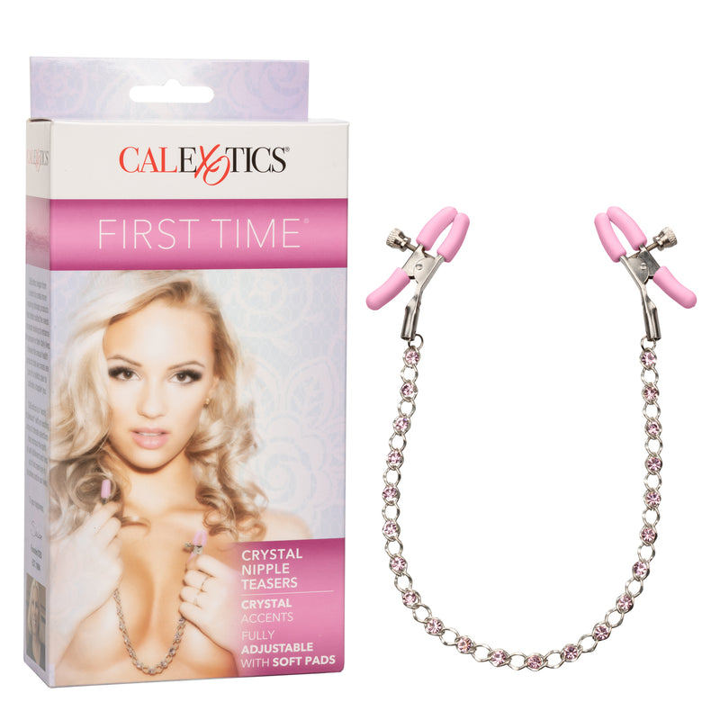 First Time Crystal Nipple Teaser Clamps - Pink