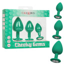 Cheeky Gems 3-Plug Silicone Anal Training Kits with Gem Bases