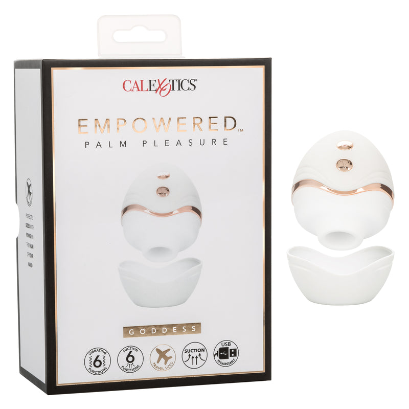 Empowered Palm Pleasure Goddess Mini Rechargeable Clitoral Suction Toy - White/Gold