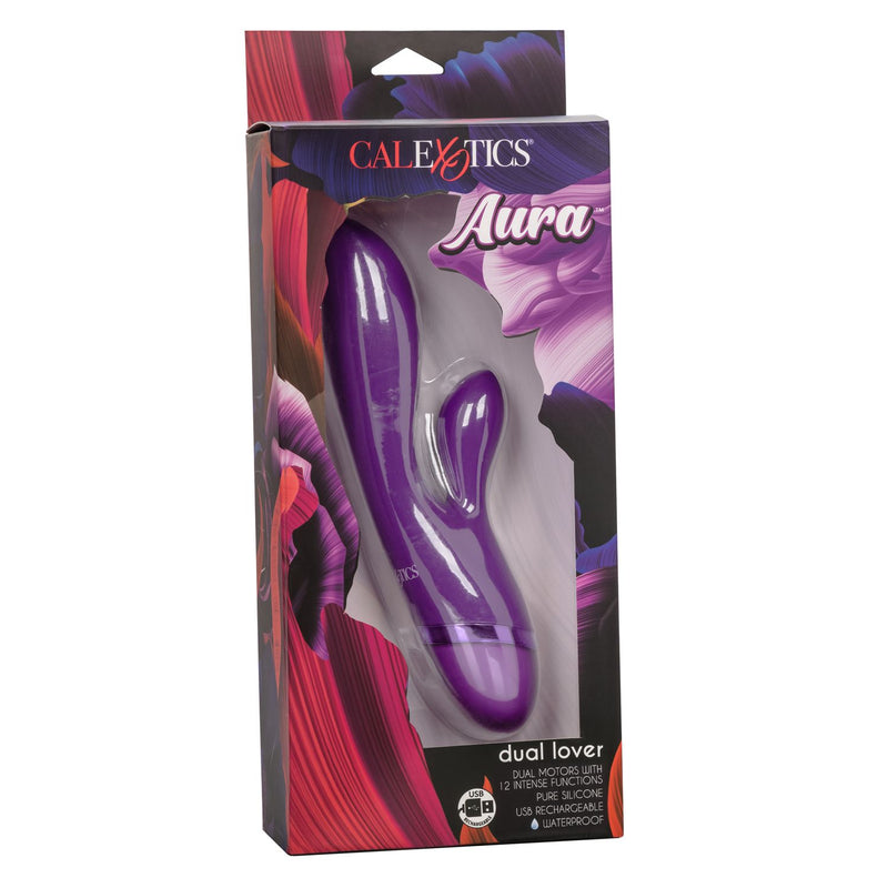 Aura Dual Lover Silicone Rechargeable Vibrating Dual Stimulator - Purple