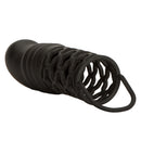Stretchy Silicone Textured Penis Extension with Ball Loop - Black