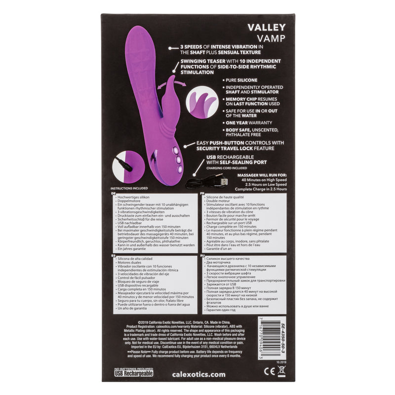 California Dreaming Valley Hill Vamp Vibrating and Rubbing Dual Stimulator - Violet