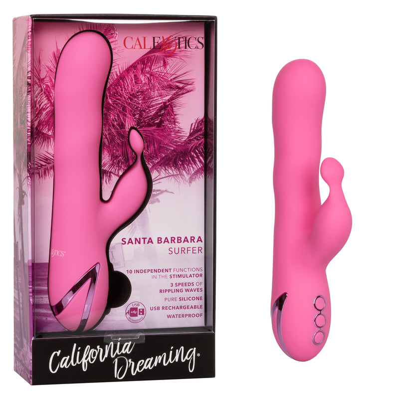 California Dreaming Santa Barbara Rippling & Vibrating Dual Stimulator - Apricot