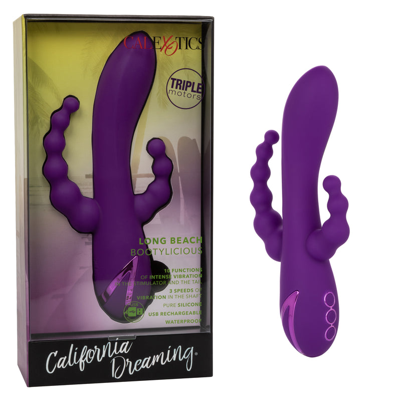 California Dreaming Long Beach Bootylicious Vibrating Triple Stimulator - Violet