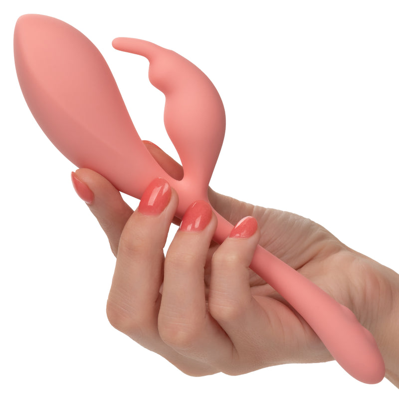 Elle Silicone Rechargeable Vibrating Dual Stimulator Bunny - Peach
