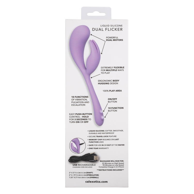 Elle Silicone Rechargeable Vibrating Dual Stimulator Flicker - Lavender