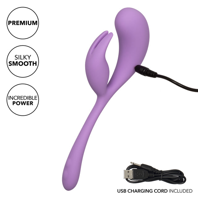 Elle Silicone Rechargeable Vibrating Dual Stimulator Flicker - Lavender