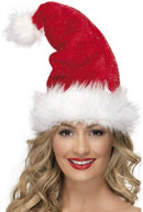 Holiday Santa Hat with Tinsel