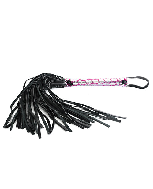 Spartacus Faux Leather Flogger - Pink and Silver Foil