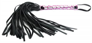 Spartacus Faux Leather Flogger - Pink and Silver Foil