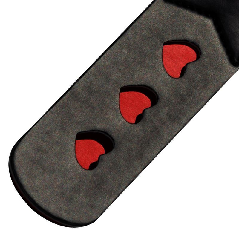 Sex & Mischief PU Heart Imprint Slapper Paddle - Black/Red