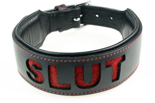 Plesur Leather Collar - "Slut"