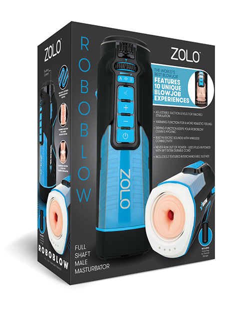 ZOLO BlowBot Full Shaft Male Blowjob Masturbator - Blue/Black