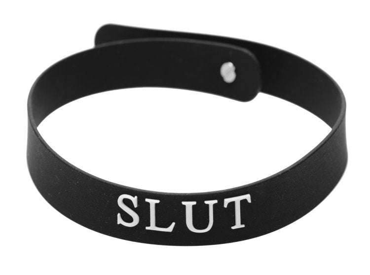 Master Series Silicone Snap "Slut" Collar - Black