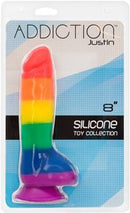 Addiction 100% Silicone Justin 8in Rainbow Dildo