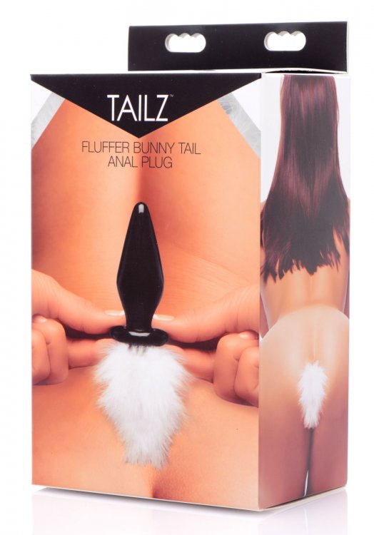 Tailz Fluffer Bunny Tail Glass Anal Plug - White