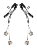 Master Series Ornament Adjustable Nipple Clamps w/ Jewel Accents - Black/Clear