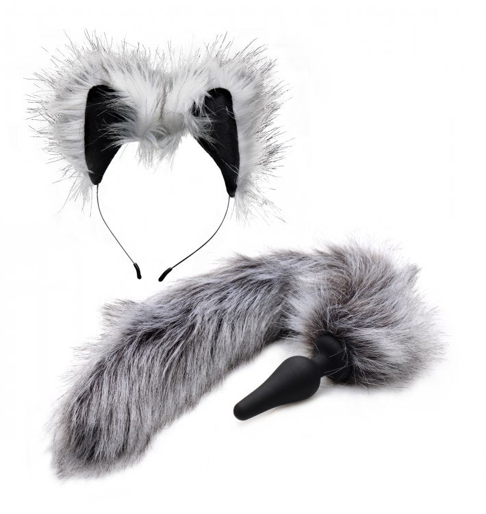 Tailz Grey Wolf Tail/Anal Plug/Ears Set