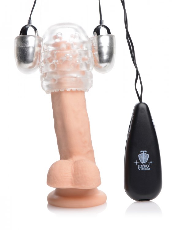 Trinity 4 Men Dual Vibrating Penis Head Teaser with Wired Controller