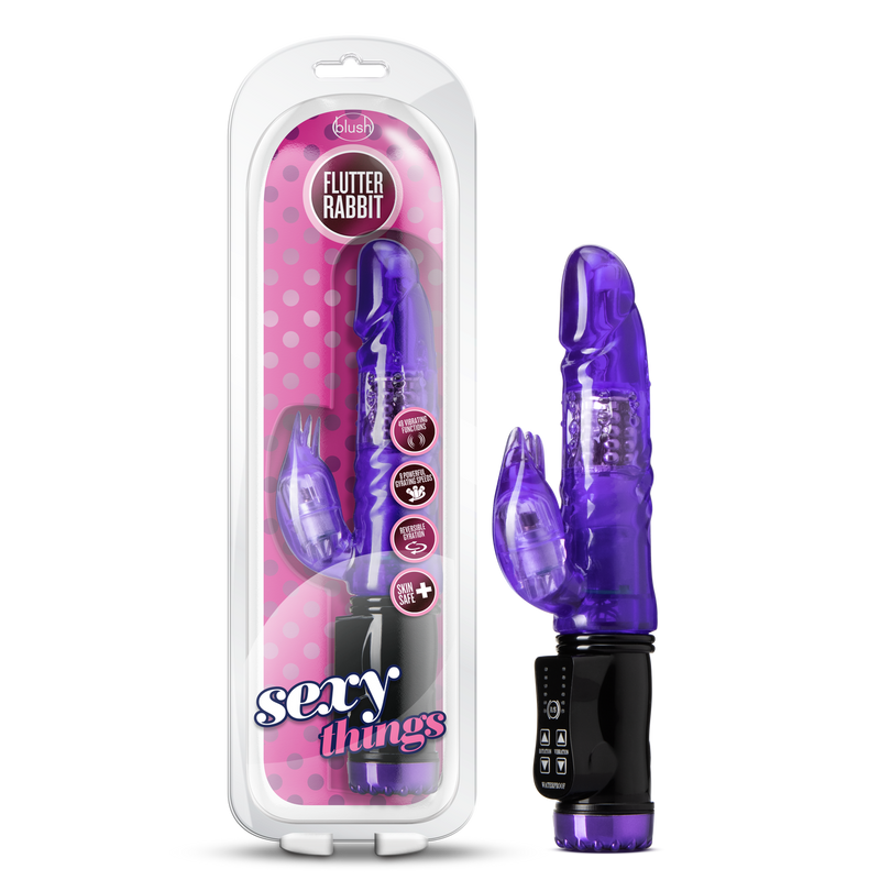 Sexy Things Flutter Rabbit Vibrating and Rotating Dual Stimulator - Purple