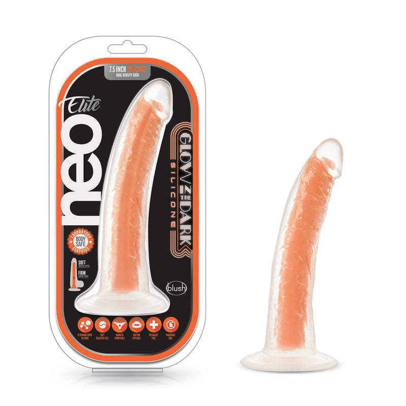 NEO Elite Glow-in-the-Dark Dual-Density Realistic Bright-Color Silicone Dildos with Suction Cup