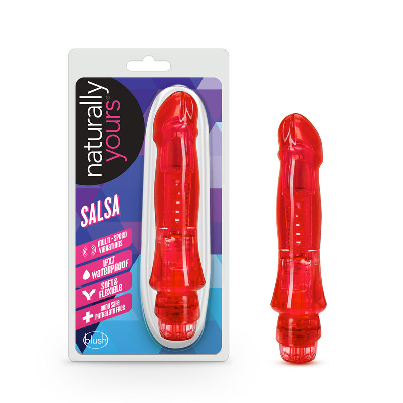 Naturally Yours Salsa Vibrating Dildo 6.75" - Red