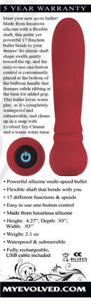 Lady in Red Silicone Rechargeable Flexible Vibrating Bullet - Crimson