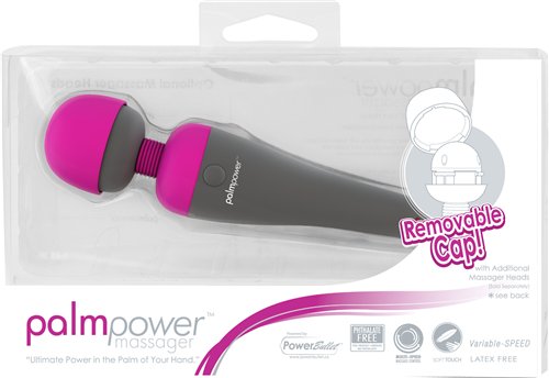 PalmPower Silicone Wall-Plug Massager Wand - Grey/Pink