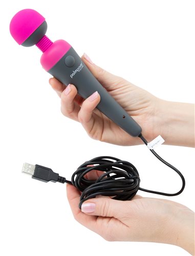 PalmPower Plug&Play Silicone Massager Wand - Grey/Pink
