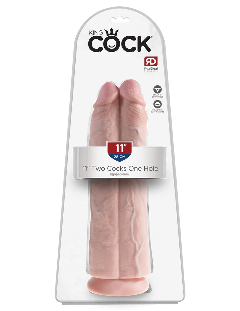 King Cock - Two Cocks One Hole Dildo 11in