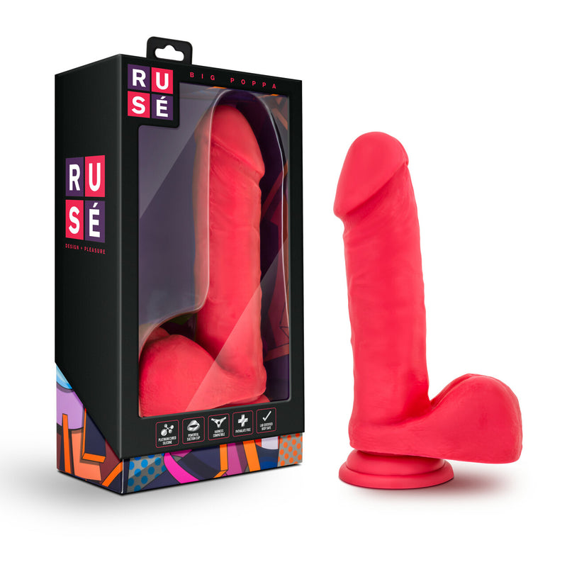 Ruse Big Poppa Colorful Silicone Dildo with Balls & Suction Cup