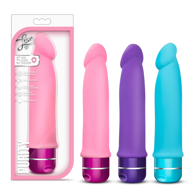 Luxe Purity Vibrating Silicone Dildo